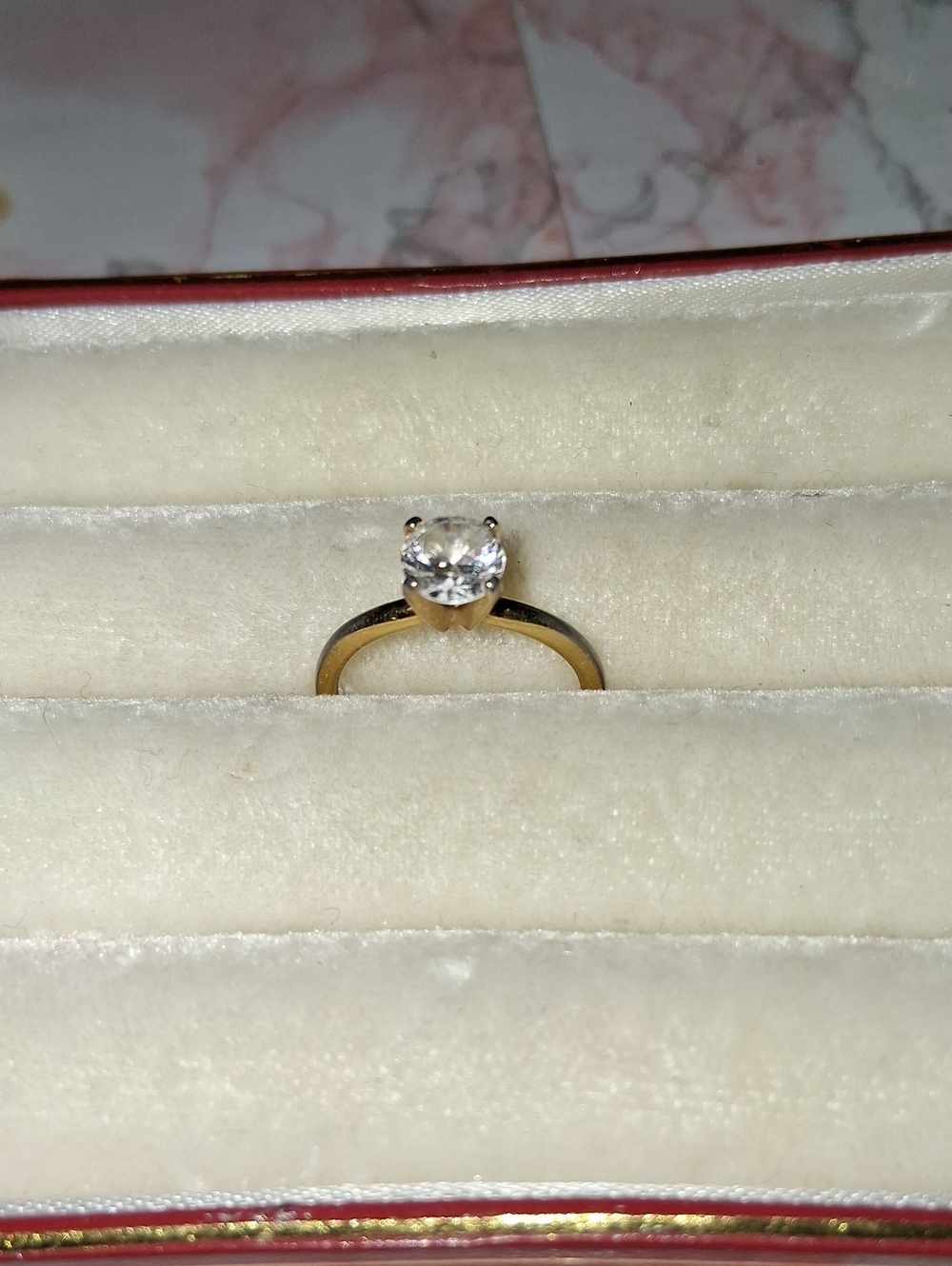 Classic Gold Solitaire Ring with Clear Stone